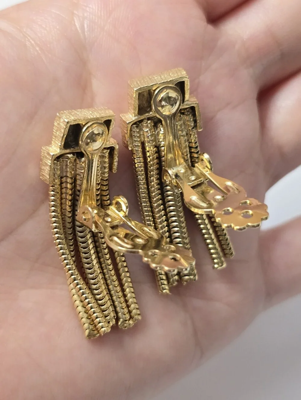 Vintage Park Lane  Statement Gold Plated Dangle, Clip-on